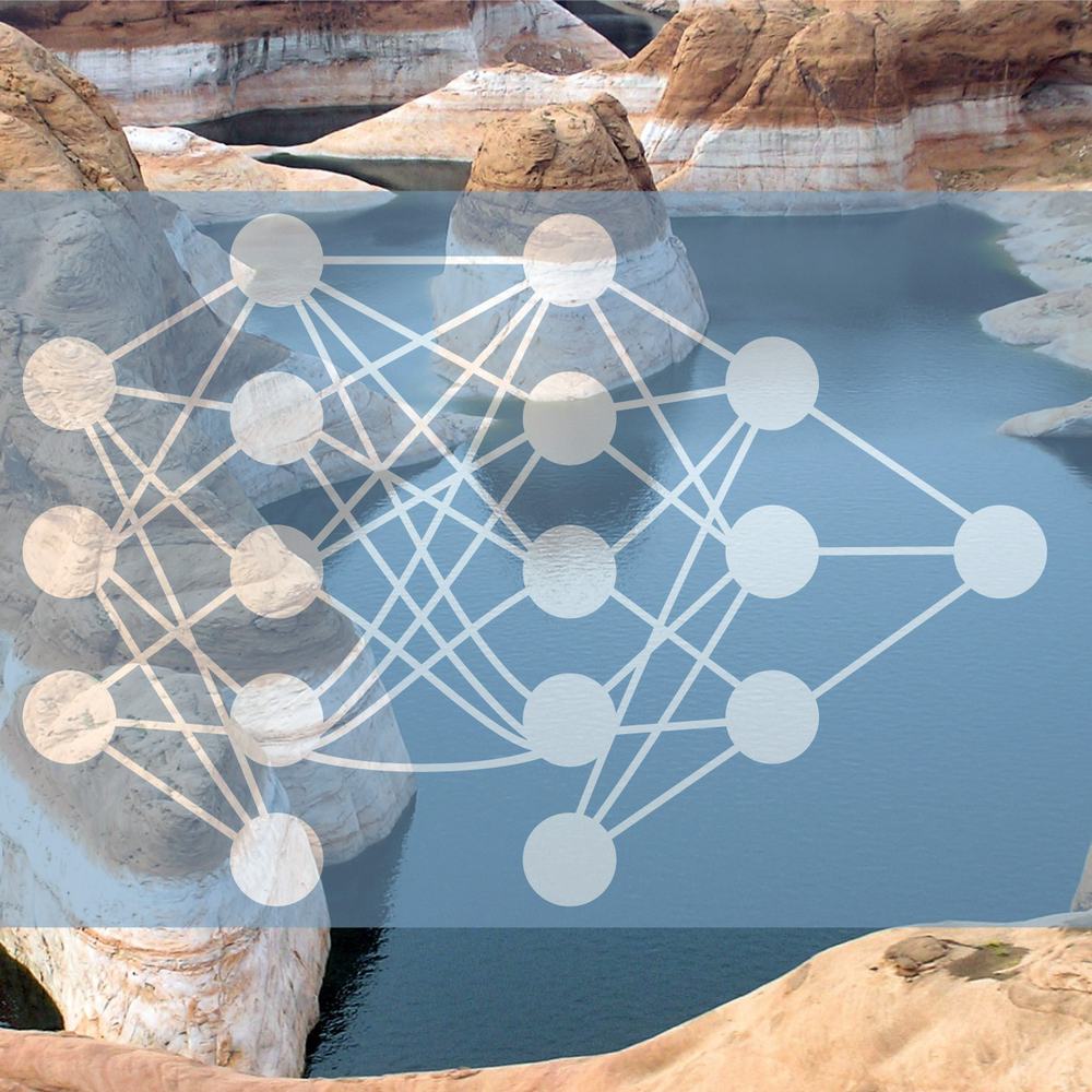 Network with landscape in the background