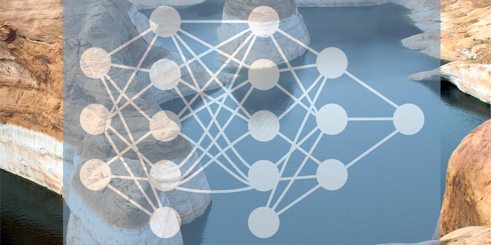 Network with landscape in the background